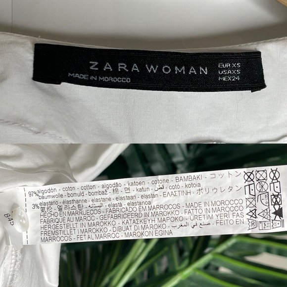 SOLD Zara White Asymmetric Tunic Top Size XS Wrap Tie Draped 3/4 Sleeve Cotton - Picture 11 of 12